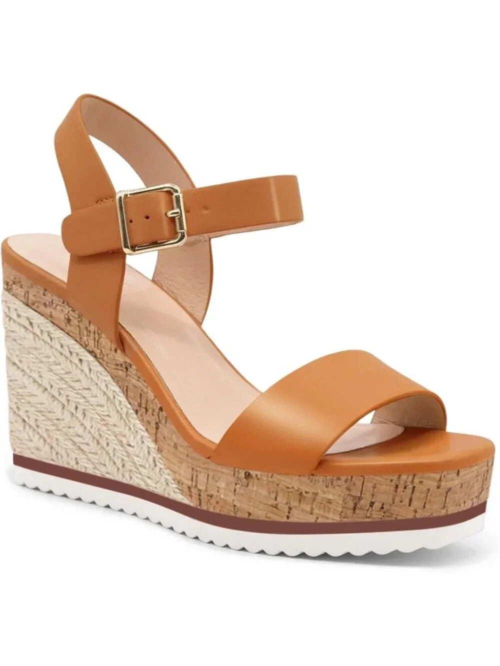 Women's Brown Espadrille Wedge Platform Sandal Open Toe Ankle Buckle Strap Shoes